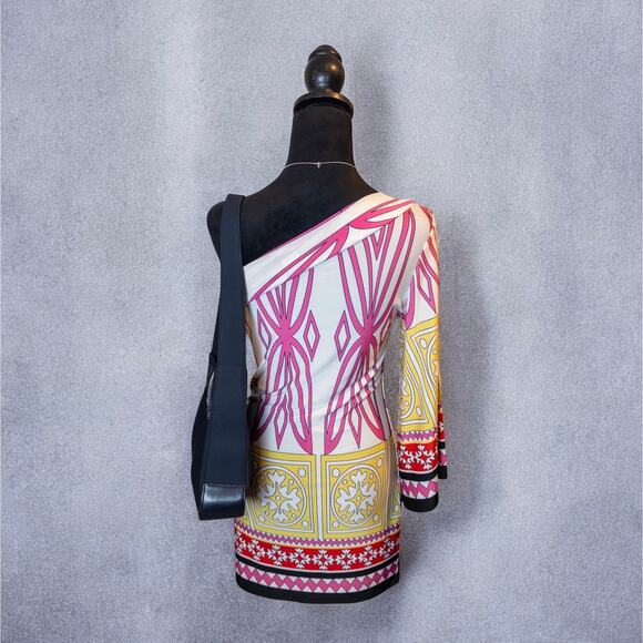 Vintage Y2K Arden B One Shoulder Printed Mini Dress Small - Picture 4 of 7